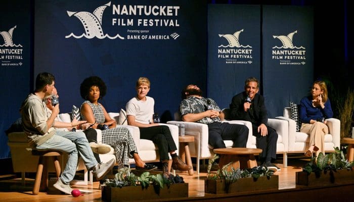 Michael Ian Black, Donick Cary, Amber Ruffin, Mae Martin, Zach Cherry, Ben Stiller, and Iliza Shlesinger during All-Star Comedy Roundtable